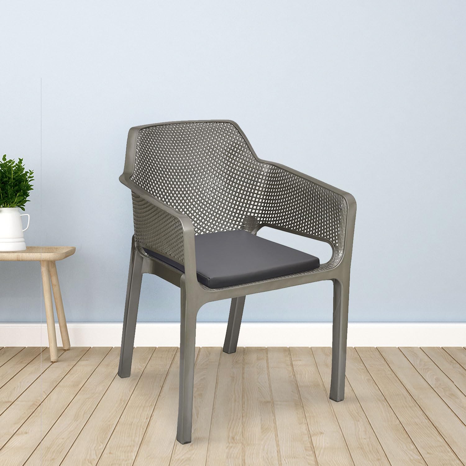 Nilkamal Captain Plastic with Leatherette Cushion|Metallic Finish
